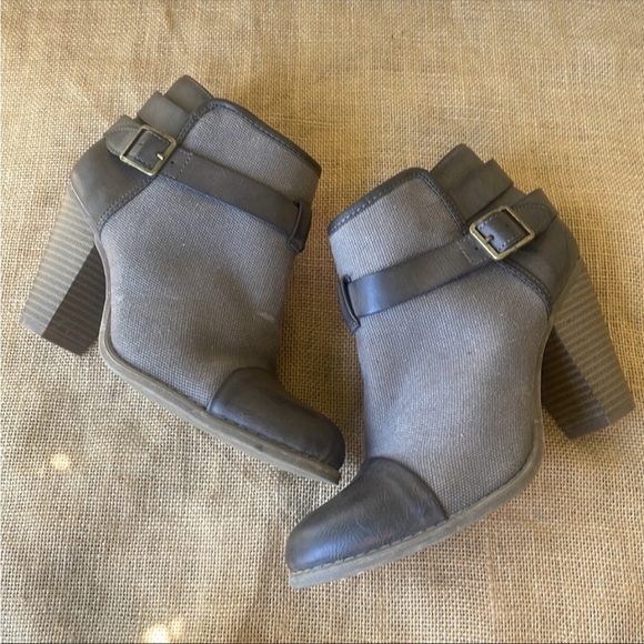 LC Lauren Conrad Farren Booties High Heel Brown Canvas Side Zip Size 7 - Picture 7 of 12